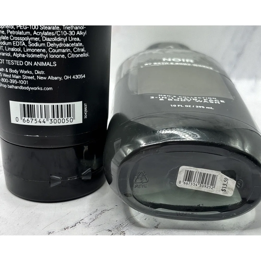 Bath & Body Works Men's Noir Body Cream & 3-in-1 Hair Face Body Wash Set